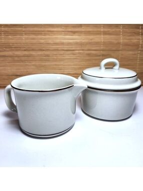 Arabia Fennica Cream & Sugar Set White Brown Stoneware Finland Scandinavian